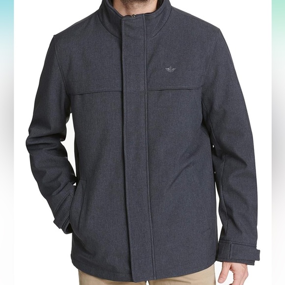 Dockers Men's Soft Shell Stand Collar Zip Front Jacket W/ Attached Fleece Bib - Picture 15 of 16